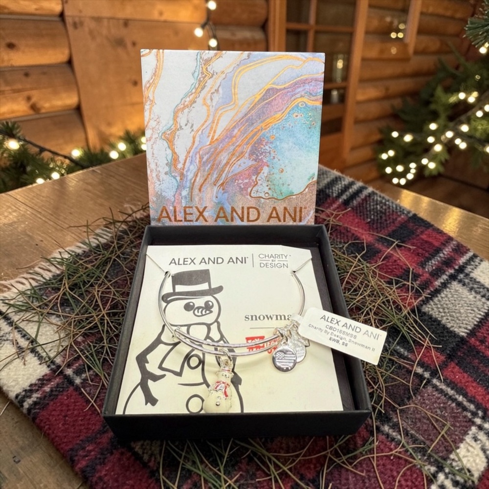 ⛄️ALEX AND ANI⛄️Charity by Design Snowman in Shiny Silver with Gift Box/NWT